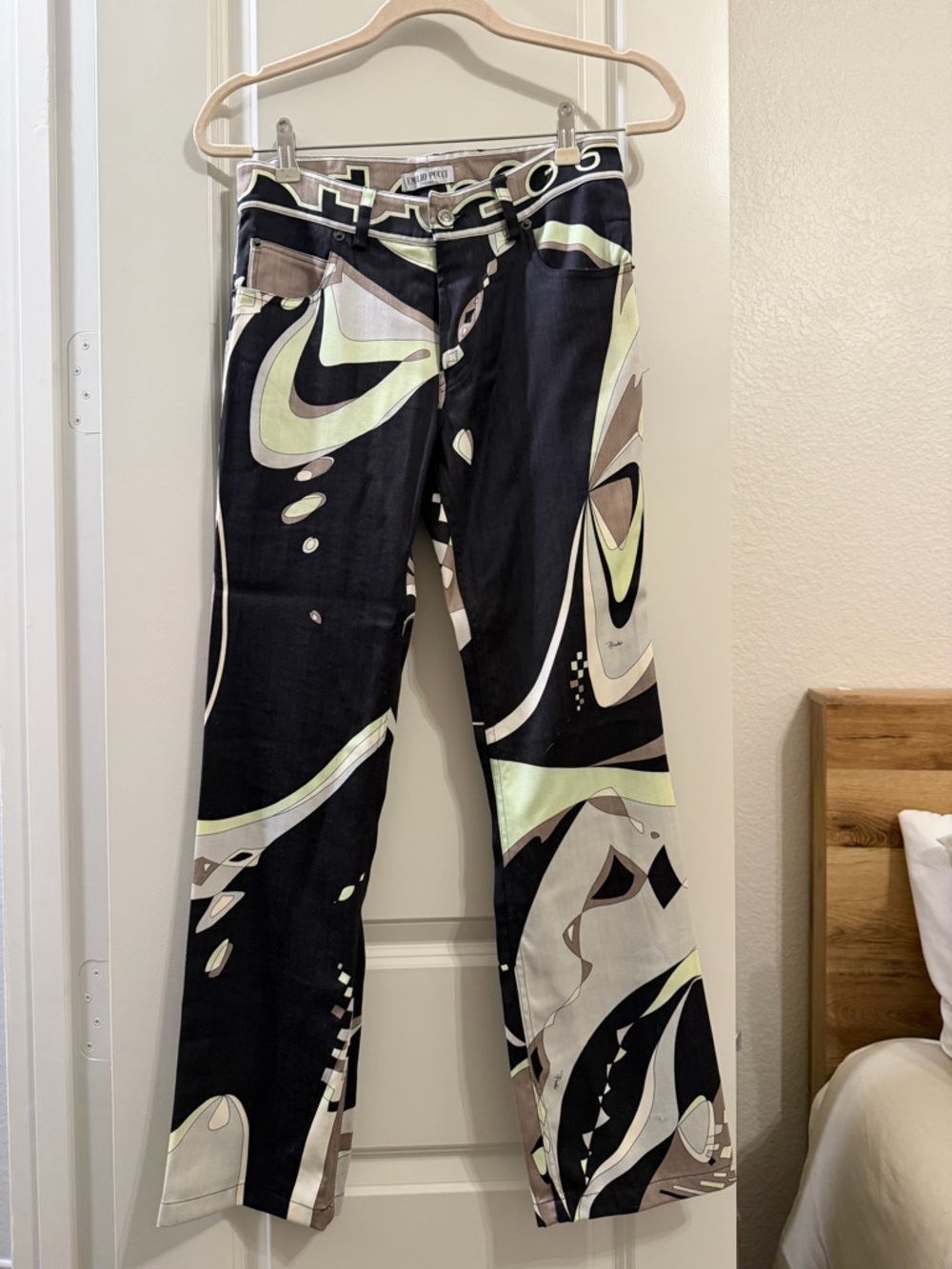 Emilio Pucci vintage Wide-Leg Pants in Black and Lime